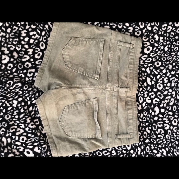 Olive Stretch Denim Shorts - Picture 2 of 4